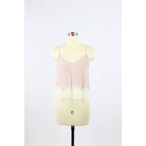 Aritzia WILFRED Chimere Purple Silk Crepe Lace Trim Camisole Tank Top, Size XS